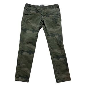Abercrombie & Fitch Mens Felix Super Slim Green Camo Stretch Chino Pants- 36x32